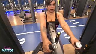 Wet Workout: No Panties to Tease the Trainer and Sweaty Jerk Off at Home