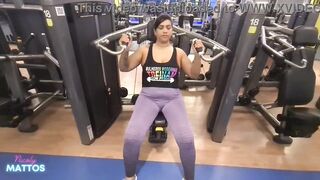 Wet Workout: No Panties to Tease the Trainer and Sweaty Jerk Off at Home