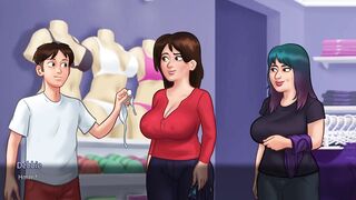 Summertime Saga - Busty Milf shows can barely fit in her sexy white bikini