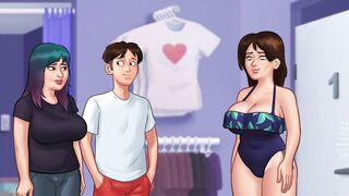 Summertime Saga - Busty Milf shows can barely fit in her sexy white bikini