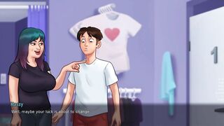 Summertime Saga - Busty Milf shows can barely fit in her sexy white bikini