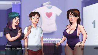 Summertime Saga - Busty Milf shows can barely fit in her sexy white bikini