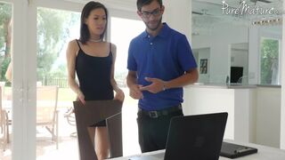 Cheating Asian Wife Kalina Ryu gets Creampied by the Handyman