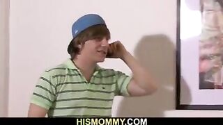 Lesbian old mom uses son's girlfriend