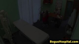 Blonde lesbian nurse licks patients pussy
