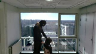 Pregnant amateur MILF in straitjacket fucked in public office building before work - Lily Corinth