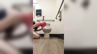 Grinding chain underwear at work and kissing toilet