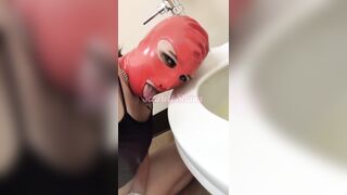 Grinding chain underwear at work and kissing toilet