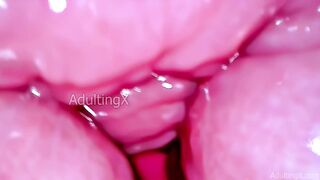 Inside a Camgirl Cervix POV Camera in Vagina with Pink Vibrating Toy