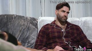 Black teen stepdaughter with huge boobs seduces her stepdad