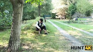 HUNT4K. Sexy girl cheated on her BF in public. Hot sex with Miss Olivia