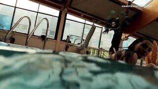 Lesbian fun underwater and naked stripping