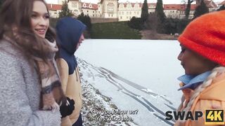 SWAP4K. Met an couple by the lake, worked hard on showing the girl what wild threesome is