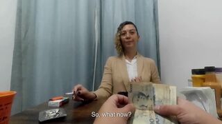 Convincing the girl in the coffee shop to have sex in the bathroom for money