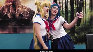 Futanari lesbian threesome fucking