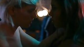 sexy blonde and brunette lesbian strapon