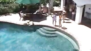 Lesbian Orgy By The Pool