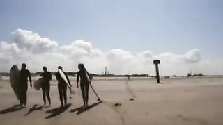 Beach girls play together