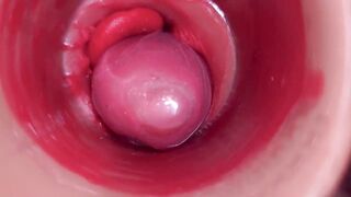 Inside a Camgirl Cervix POV Camera in Vagina with big dick toy