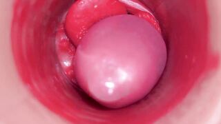 Inside a Camgirl Cervix POV Camera in Vagina with big dick toy