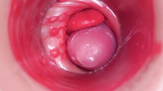 Inside a Camgirl Cervix POV Camera in Vagina with big dick toy