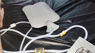 Enema machine and inflatable nozzle are filling my ass