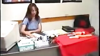 Girls making out at the office 