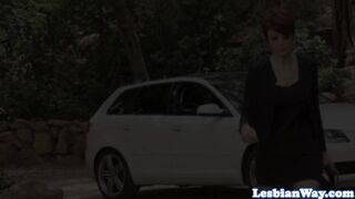 Romantic les duo tribbing in closeup 