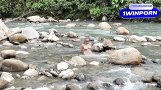 A PERVERTED GIRL IN A RIVER. Day of nudity in the river they fuck me hard in the face and pussy