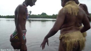 3 native African girls playing with each other‘s pussy