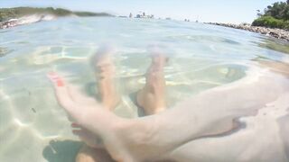 Risky Busy Public Beach Underwater Handjob Cumshot - Curvy Ginger Redhead
