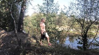 Nude girl walk in forest and No Bra No problem