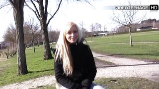 Lovely 19 year blonde Angelique does her first nude casting