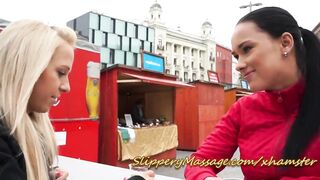 Lesbian Nuru massage with Carla Cox and Victoria Sweet