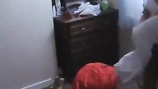 UK college girls girl-girl fun with a double-ended dildo