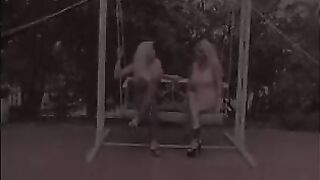 Two mature sluts with huge tits finger their wet pussies