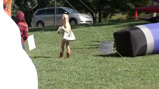 Lez babe strapon fucked during threesome 