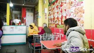 Mature white waitress fucks black guy for not paying for her food