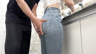 Cumming in my Maid's Jeans while she Washes Dishes in the Kitchen (FREE USE)