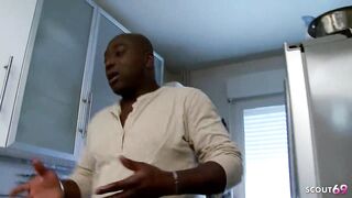 Freckled Cougar MILF with Big Saggy Tits get her First Black Cock in her Ass at Interracial Pick Up Casting