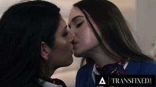 TRANSFIXED - Trans Flight Attendant Zariah Aura Bangs Sexy Coworker Hazel Moore During Delayed Flight