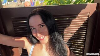 Risky public sex in a beach changing cabin.We've been caught