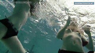 Two super hot teens in the pool