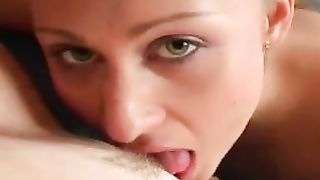 Lesbian Close Up Licking Blonde Haired Pussy POV