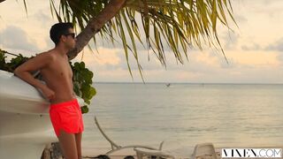 VIXEN College Student Has Secret Sex With Pair During the time that On Vacation