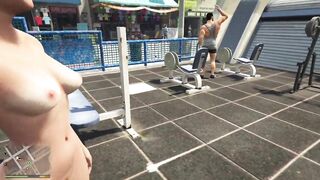 Tracey have sex with her Sugar dad Trevor in outdoor beach gym