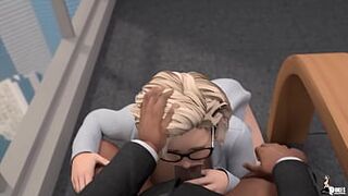 Breasty Jewish Secretary sucks and screws her ebony boss