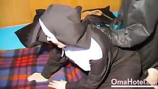 OmaHoteL Horny Granny Nun Tries BDSM Sex With Toy
