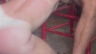 Eager is a doxy! Lascivious girlfriend sucks wang and get drilled! Standing doggy position creampie