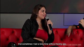 I screw a fan during a TV interview with my spouse and the audience in front of me - Sara Golden-haired